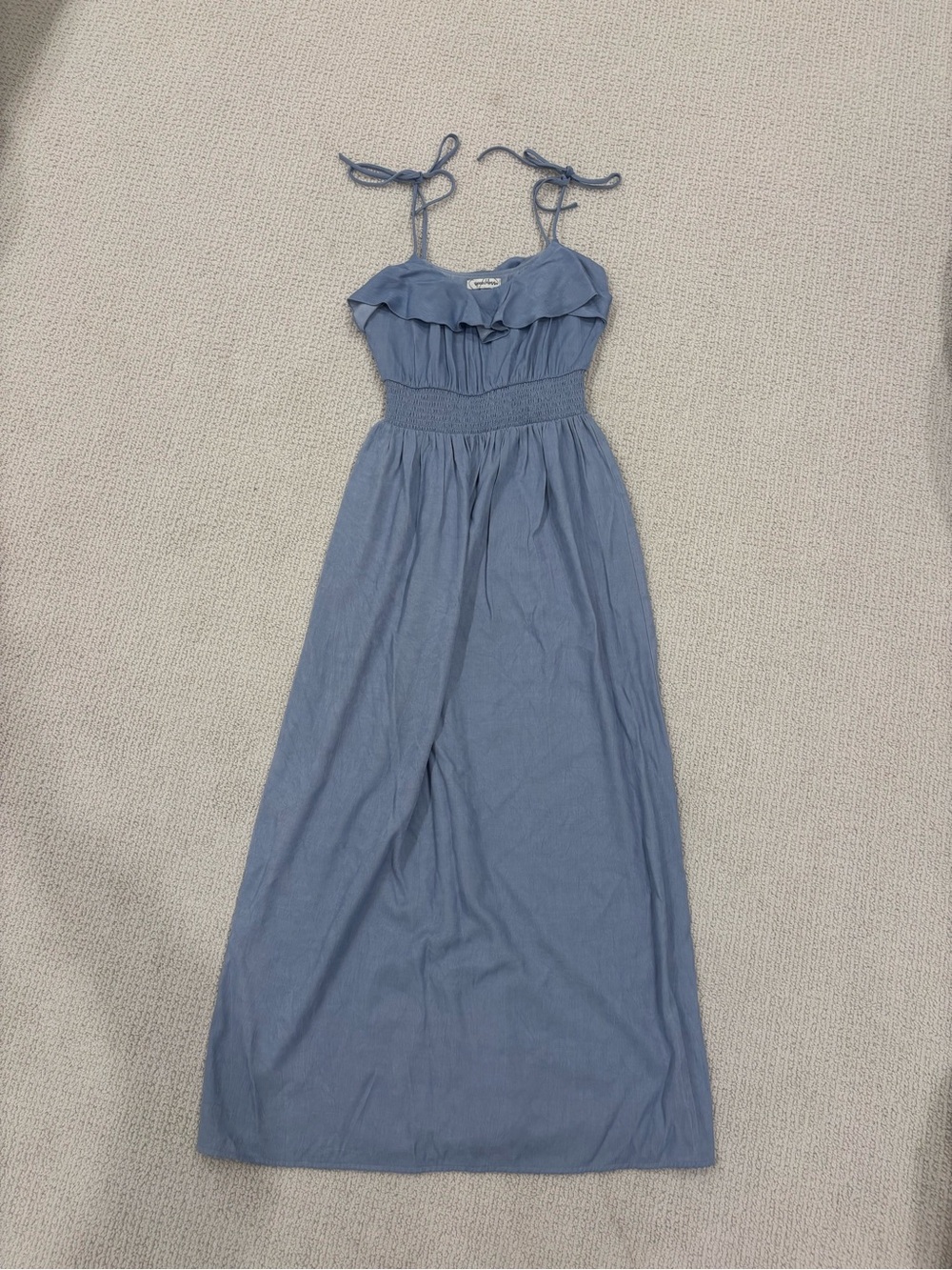 Speechless Dusty Blue Tie-Shoulder Maxi Dress